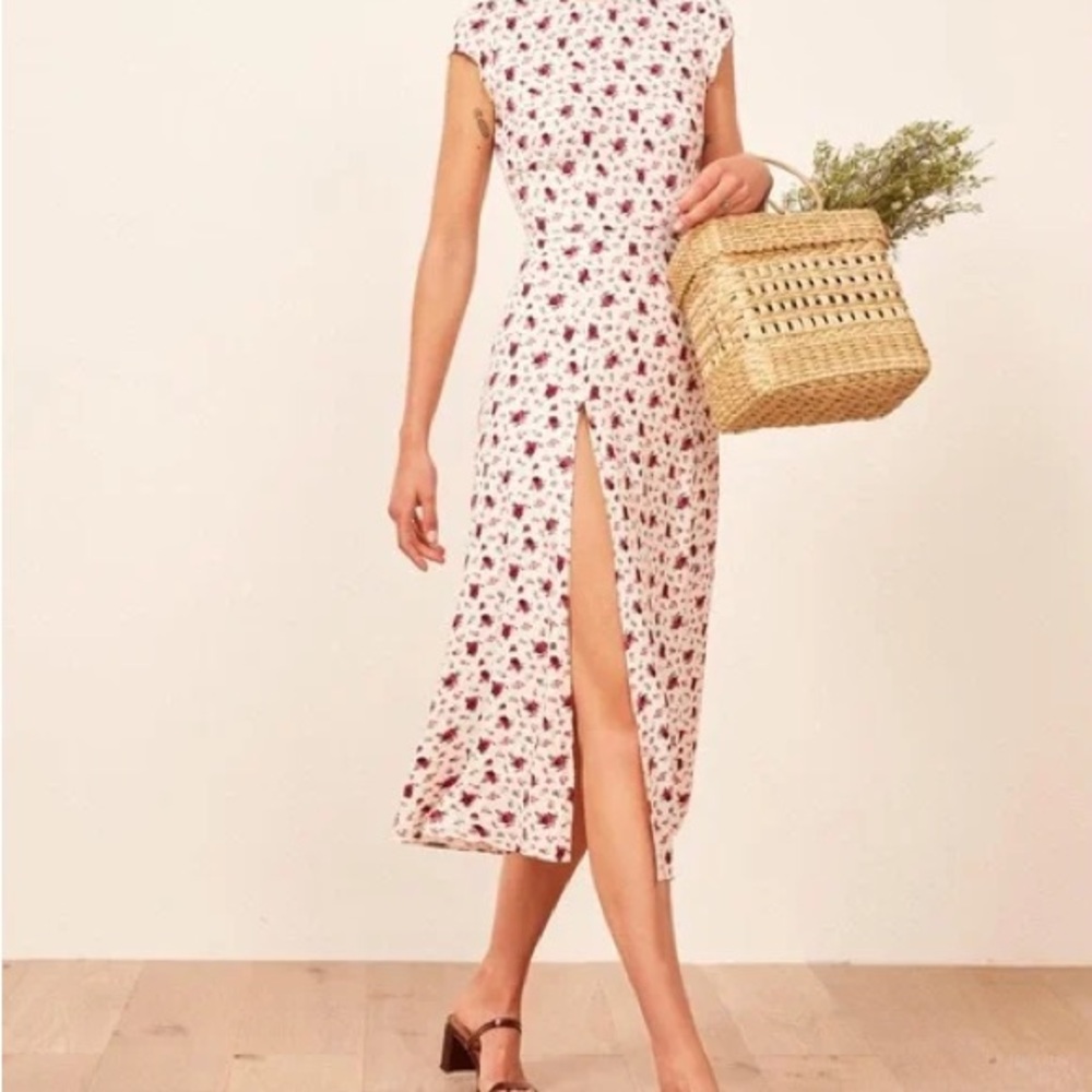 Like New Reformation Gavin Midi Dress (Bellagio Print)